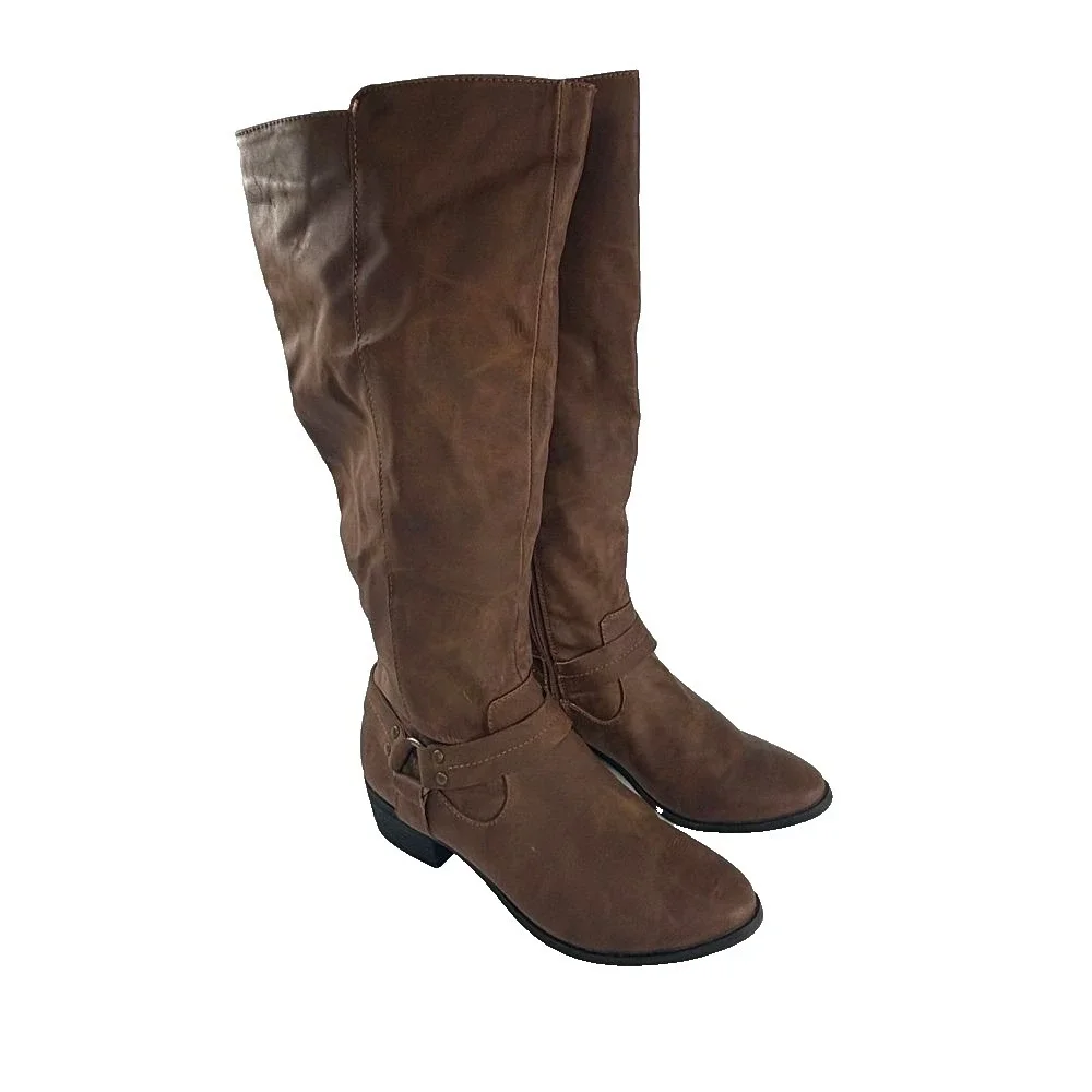 Madden Girl Riding Boots Knee High Womens Sz 7 Brown‎ Faux Leather Equestrian
